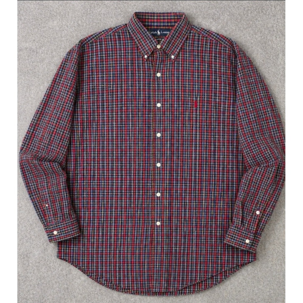 Ralph Lauren Classic Fit Plaid ButtonDown Shirt Mens Large Multicolor LongSleeve